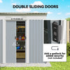 7' x 4' Outdoor Storage Shed, Metal Garden Tool Storage House Organizer with Lockable Sliding Doors and Vents for Backyard Patio Lawn, Grey
