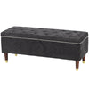 Storage Ottoman Bench, Linen-Look Upholstered Seat, 264 LBS Capacity, End of Bed Bench, Dark Grey