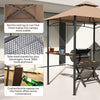 8' x 5' BBQ Grill Gazebo Tent with Double Tiered Canopy for Outdoor Sun Shade,  Khaki