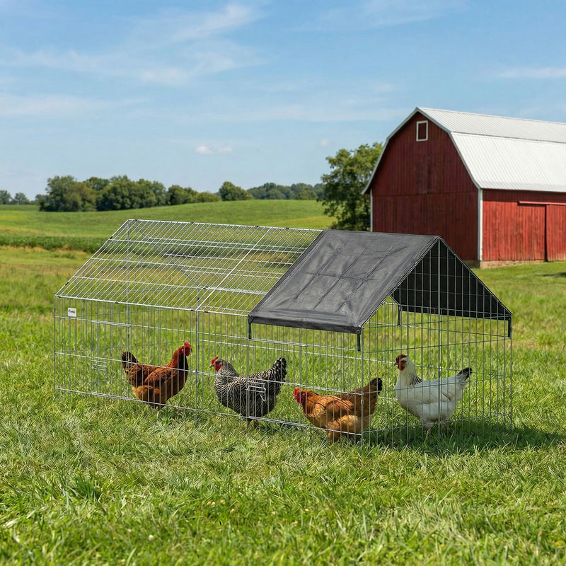 Metal Chicken Coop with UV-Resistant Cover for Rabbits, Ducks, Turtles, Guinea Pigs, 71