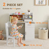 Qaba Kids Desk and Chair Set, Kids Study Table and Chair Set with Storage Hutch, Drawer, Cabinet, Compartments, Cork Board
