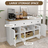 Sideboard Buffet Cabinet with Storage, Coffee Bar Cabinet with Glass Doors and Adjustable Shelves, Distressed