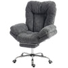 Criss Cross Chair with Wheels, Waterfall Armrests, Overstuffed Wide Office Chair with Footrest, Dark Grey