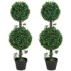 3FT Artificial Boxwood Topiary Tree Set of 2, Faux Two Ball Topiary Tree in Pot for Indoor Outdoor Decor, Green