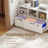 File Cabinet, 2 Drawer Mobile Lateral Filing Cabinet Printer Stand with Lock, Charging Station, Hanging Bars, White