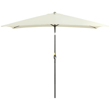 6.5x10ft Rectangle Aluminum Tilt Patio Umbrella, Garden Market Parasol, Outdoor Sunshade Canopy with Crank, Cream White