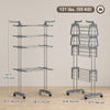 5-Tier Clothes Drying Rack, Foldable Laundry Drying Rack with Wheels, Side Wings, Grey