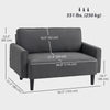 Loveseat Sofa, Linen 2 Seater Sofa Couch with Thick Padded Seat & Backrest for Living Room, Home Office, Dark Grey