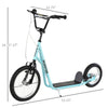 Youth Kick Scooter with Adjustable Handlebar and 16'' Inflatable Rubber Wheel for Kids and Teens 5+ Year Old