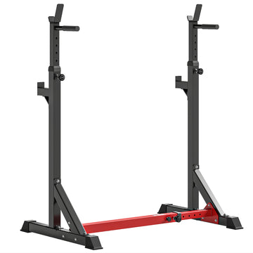 Soozier Squat Rack, Power Rack with Adjustable Height & Width, Strength Training Equipment with Barbell Storage Racks & J-Hooks for Bench Press, Squat, Weight Lifting