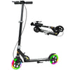 Qaba Scooter for Kids Ages 3-8 with Light Up Wheels, Adjustable Handlebar, Rear Brake & Handbrake for Girls and Boys, Black
