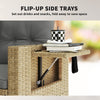 Wicker Outdoor Sofa with Side Trays, Rattan Patio Loveseat with Cushions for Garden Balcony, Light Grey