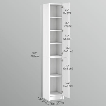 Freestanding Tall Bathroom Storage Cabinet with Adjustable Shelves, Bathroom Organizer, White Wood Grain