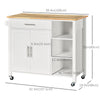 Wooden Rolling Kitchen Island on 360° Swivel Wheels Dining Cart with Drawer, Towel Rack for Kitchen, White