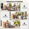 5 Piece Patio Furniture Set, Wicker Patio Chairs with Ottomans, 2-Tier Glass Coffee Table and Cushions