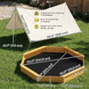 Qaba Wooden Kids Wooden Sandbox with Large Canopy, Outdoor Sand Box with 4 Bench Seats, Bottom Liner for Aged 3-8, Yellow