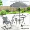 8 Piece Patio Table and Chairs Set with Folding Chairs, Tempered Glass Tabletop and Umbrella for Garden