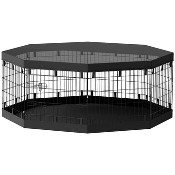 8 Panels Foldable Dog Playpen with Bottom Pad & Top Cover, 24