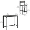 Industrial Bar Table Set Counter Height 3 Piece and 2 High Back Stools Set Dining Table Set Grey