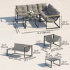 4 Piece Patio Furniture Set with Thick Cushions and Coffee Table, Patio Conversation Set for Porch, Balcony, Deck, Grey