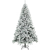 6ft Snow Flocked Christmas Tree with 650 Branch Tips, Hinged Design, Artificial Fir Xmas Tree, Green and White