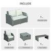 6 PCS Outdoor Rattan Wicker Sofa Set Patio All Weather Furniture w/ Tea Table & Cushion for Backyard Garden Grey