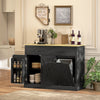 7 Gallon Tilt Out Garbage Cabinet, Kitchen Island with Charging Station, 2 Drawers, 4 Door Racks