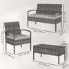 4 Pieces Patio Furniture Set with A Loveseat, Two Armchairs and A Coffee Table, Outdoor Conversation Set