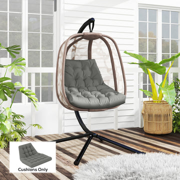 Outdoor Swing Cushion, Tufted Patio Cushion Replacement for Garden Chair Egg Chair,  Indoor Outdoor Seat Cushion, Grey