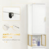 Tall Bathroom Storage Cabinet, Modern Narrow Bathroom Cabinet with Diamond Chevron Pattern and Adjustable Shelf, White