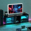 TV Stand with LED Lights, Modern Entertainment Center with Adjustable Glass Shelves, for TVs up to 65 Inch, Black