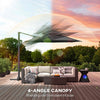 11ft Outdoor Cantilever Umbrella Rotatable Sun Shade Aluminum Market Umbrella with Adjustable Angle & Double-top Canopy for Backyard, Poolside, Lawn and Garden Dark Grey