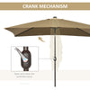 6.5x10ft Patio Umbrella Rectangle Solar Powered Tilt Aluminum Outdoor Market Parasol with LEDs Crank (Light Coffee)