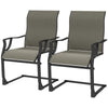 C Spring Motion Patio Chairs Set of 2 with Curved High Backrest, Armrest, All Weather Breathable Fabric, Metal Frame, Grey
