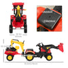 3 in 1 Kids Ride On Excavator Toy with 6 Wheels, Bulldozer with Controllable Cargo Trailer & Easy Pedal Controls