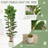 6FT Artificial Fiddle Leaf Fig Tree Set of 2, Fake Potted Tree with Solid Wood Trunks for Indoor Decor, Green
