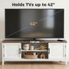 TV Stand for TVs up to 42 Inch, Entertainment Center with 2 Open Shelves, 2 Cabinets, Thick Top, White and Brown