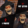 6.2' Life Size Decoration Animatronic Witch w/ Broomstick Outdoor Halloween, Sound & Motion Activated w/ Light Up Eyes