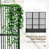 Raised Garden Bed with Lattice Trellis, Rattan Outdoor Planter with Storage for Garden, Patio, Balcony, Black