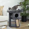 Cat Tree, Small Cat Tower with Perch, Scratching Post, Cat Condo, Toy Ball for Kitty, Indoor Use, Dark Grey