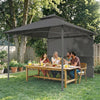 10' x 10' Patio Gazebo, Double Roof Outdoor Gazebo Canopy Shelter with Storage, Hook, Metal Frame, Dark Grey