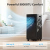 8000 BTU Portable Air Conditioner with Fan & Dehumidifier Mode, Quiet AC Unit with Remote Control, 24-Hour Timer