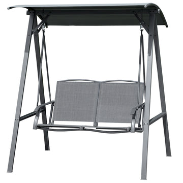 2-Seat Outdoor Porch Swing Patio Swing with Adjustable Canopy, Removable Seat and and Steel Frame for Garden, Poolside