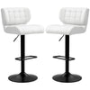 Swivel PU Leather Barstools Set of 2 Adjustable Bar Stools with Footrest Back for Kitchen Counter Dining Room White