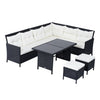 6pcs Outdoor Rattan Sofa Set Garden Wicker Sectional Couch Furniture Set with Dining Table and Chair White