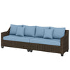 PE Wicker Outdoor Couch Sofa, 4-Seater Modular Patio Furniture Lounge Set with 2 Loveseats, Cushions, Pillows, Blue
