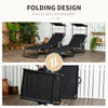 2 Piece Folding Outdoor Chaise Lounges, Pool, Sun, Tanning Chairs with Reclining Back, Sunshade for Beach, Patio, Black