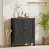 Shoe Cabinet with Barn Doors, Farmhouse Shoe Storage Cabinet with Adjustable Shelves, Holds up to 15 Pairs, Black