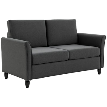 2-Seat Sofa Two-Seater Couch with Armrests and Wood Legs for Living Room, Bedroom
