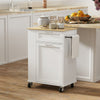 Rolling Kitchen Island with Trash Can Storage, Kitchen Island on Wheels with Spice & Rack, Drawer for Kitchen, White